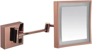 Makeup Mirror Makeup Mirror, Bathroom Shaving Mirror Wall Mounted USB Charge Makeup Mirror with LED Lights and 9X Magnification Single Side Square Vanity Mirror Extendable Built- in Lithium Battery (