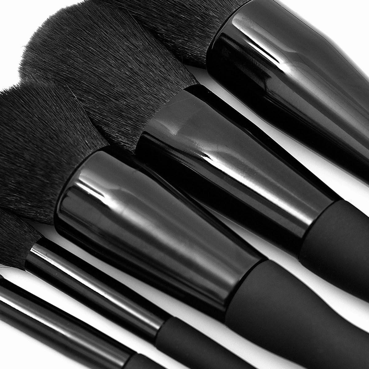 Makeup Brushes Set,9 pcs Premium Cosmetic Make Up Brushes Foundation withTravel Makeup Bag (9 makeup brushes glossy leather storage bag,Black)