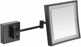 Makeup Mirror Bathroom Shaving Mirror Wall Mounted USB Charge with Led Lights and 3X Magnification Single Side Square Vanity Mirror Extendable Built-in Lithium Battery 20X20Cm