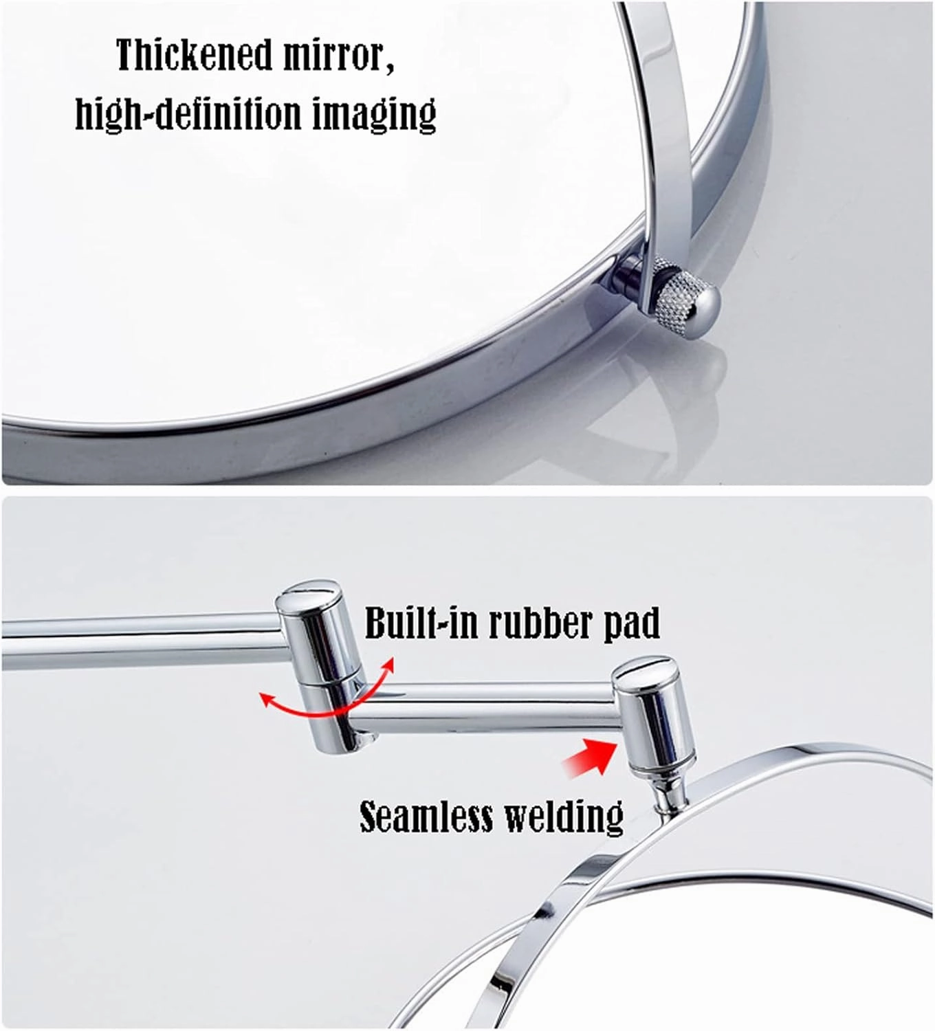 Makeup Mirror Magnification Wall Mounted, Vanity Mirror for Bedroom, Portable Cosmetic Mirror, 360 Degree Swivel Rechargeable Detachable, for Bedroom or Bathroom