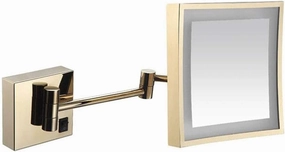 Makeup Mirror Vanity Mirror Bathroom Wall Mount Mirror,Square LED Makeup Mirror Folding Telescopic Single Side Mirror Magnifying Beauty Mirror with Light Cosmetic Mirror (Color : Zirconium Gold, Siz