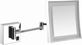 Makeup Mirror Vanity Mirror Bathroom Wall Mount Mirror,Square LED Makeup Mirror Folding Telescopic Single Side Mirror Magnifying Beauty Mirror with Light Cosmetic Mirror