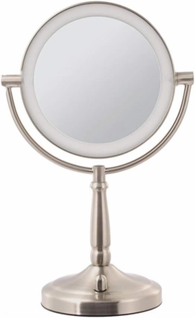 Makeup Mirror with and Magnification Rechargeable Double Sided HD Button 360 Degree Free Rotation for Bathroom Beauty Mirror (Size : 9 inches 1)