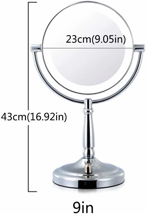 Makeup Mirror with and Magnification Rechargeable Double Sided HD Button 360 Degree Free Rotation for Bathroom Beauty Mirror (Size : 9 inches 1)