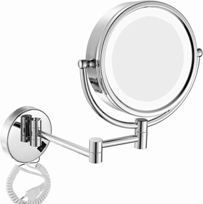 Makeup Mirror with Lights and Magnifying, Vanity Mirror with Lights Wall Mounted, 360 Degree Swivel Rechargeable Detachable, for Bedroom Bathroom Hotel