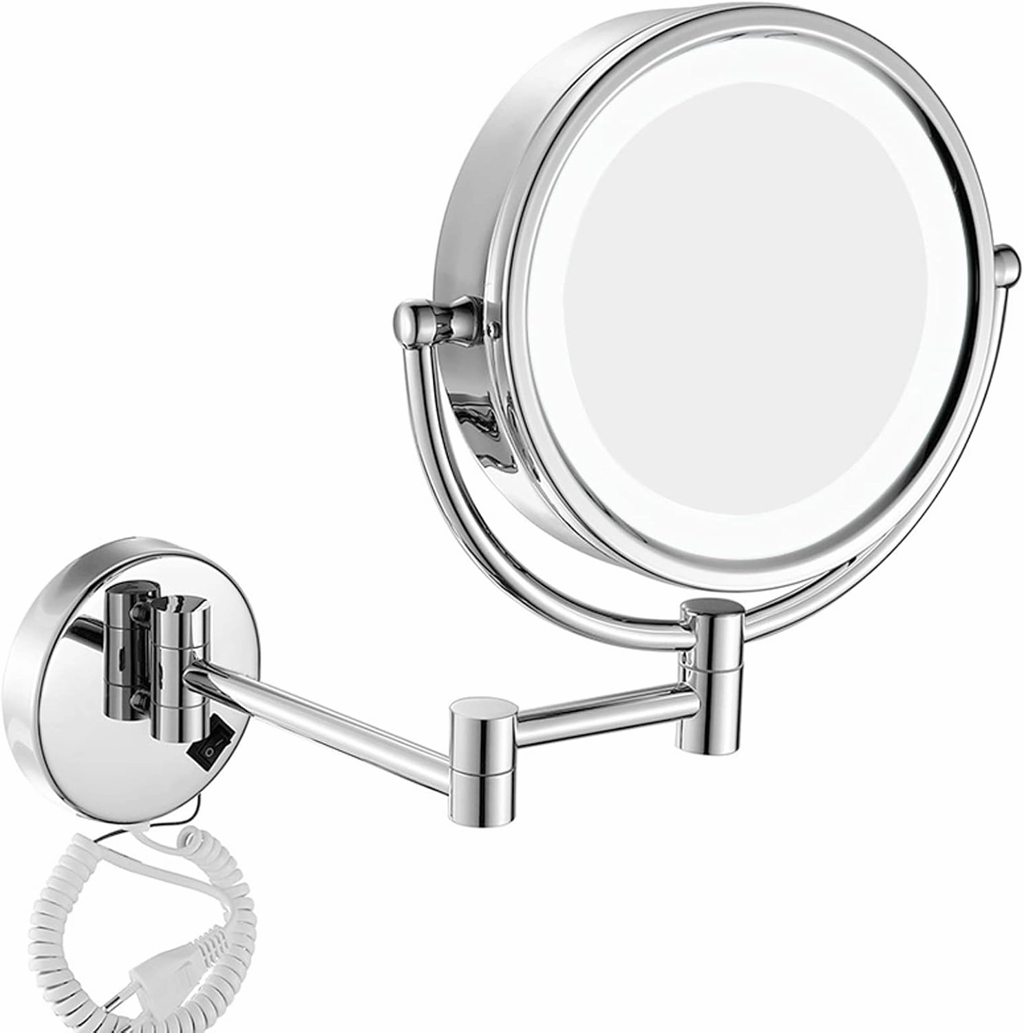 Makeup Mirror with Lights and Magnifying, Vanity Mirror with Lights Wall Mounted, 360 Degree Swivel Rechargeable Detachable, for Bedroom Bathroom Hotel