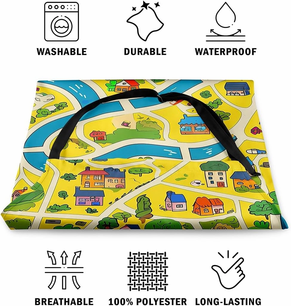 Manfei Cartoon Cars Apron,Countryside Roadway Hand Graffiti Aprons,Waterproof