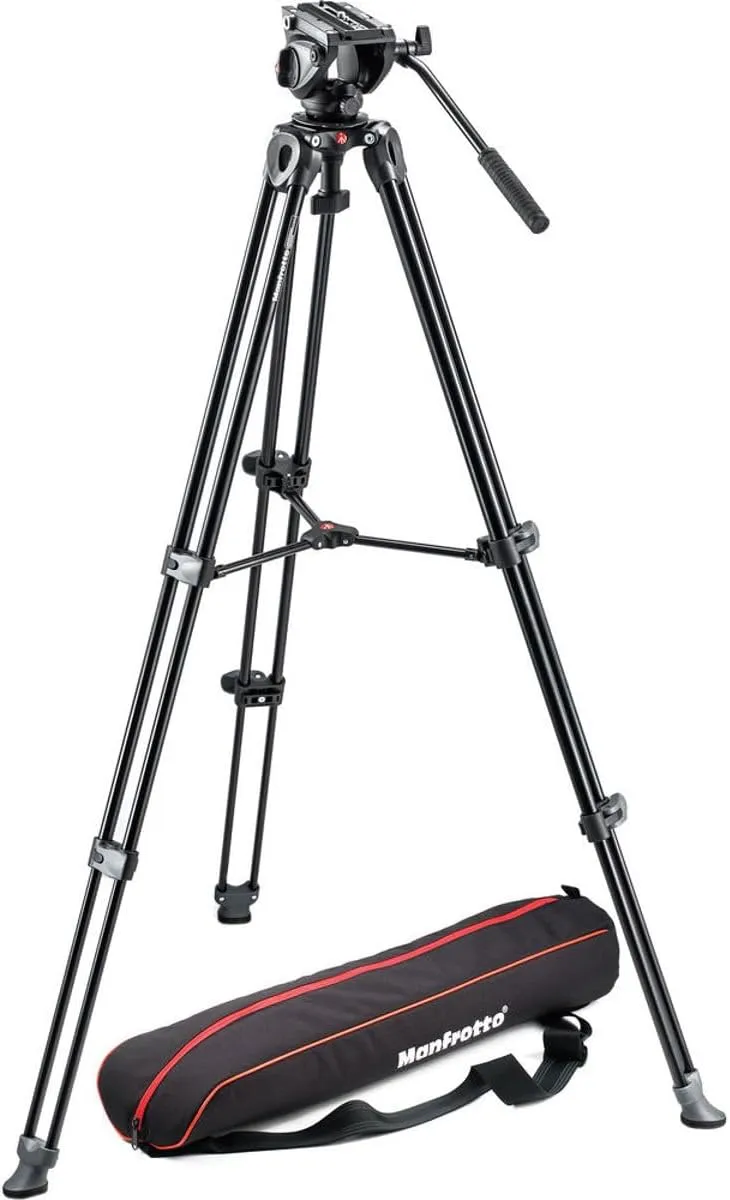 Manfrotto MVK500AM Lightweight Fluid Video System with Twin Legs and Middle Spreader (Black)