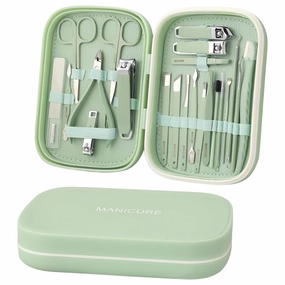 Manicure Set, Travel Mini Nail Clippers Kit, 22 Pieces Stainless Steel Professional Grooming Kits, Manicure Tools,Pedicure Tools for Men Women Teens Elderly and Children (Green)
