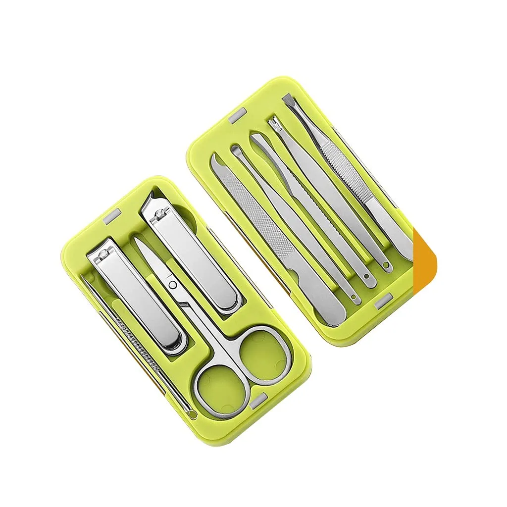 Manicures, Pedicure Kits, Nail Clippers, Mini Nail Clippers Set Suitable for Gifts Portable Nail Clippers Man and Woman 9 Pieces Green Professional Grooming Kits (Color : Green)