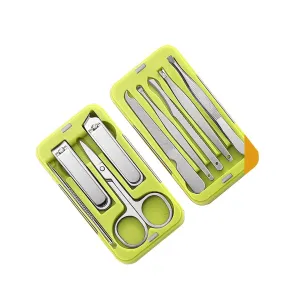 Manicures, Pedicure Kits, Nail Clippers, Mini Nail Clippers Set Suitable for Gifts Portable Nail Clippers Man and Woman 9 Pieces Green Professional Grooming Kits (Color : Green)