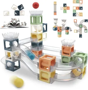 Marble Run for Kids, Magnetic Building Toy Stacking Block Set, 41 Pieces STEM Activity Marble Maze Montessori Toys Birthday Gift for Kids Ages 3-8 Boys and Girls