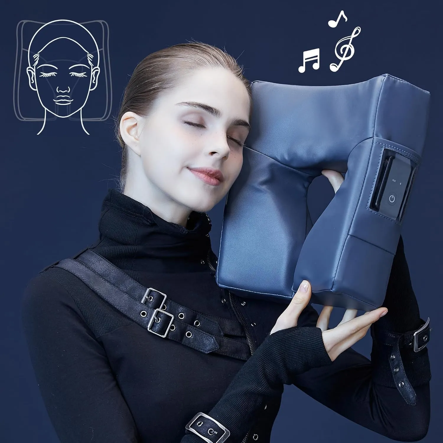 Master Massage Massage Table Music Face Cradle Cushion Pillow, with Pu Leather, and Memory Foam Ergonomic Massage Bed Headrest Royal Blue