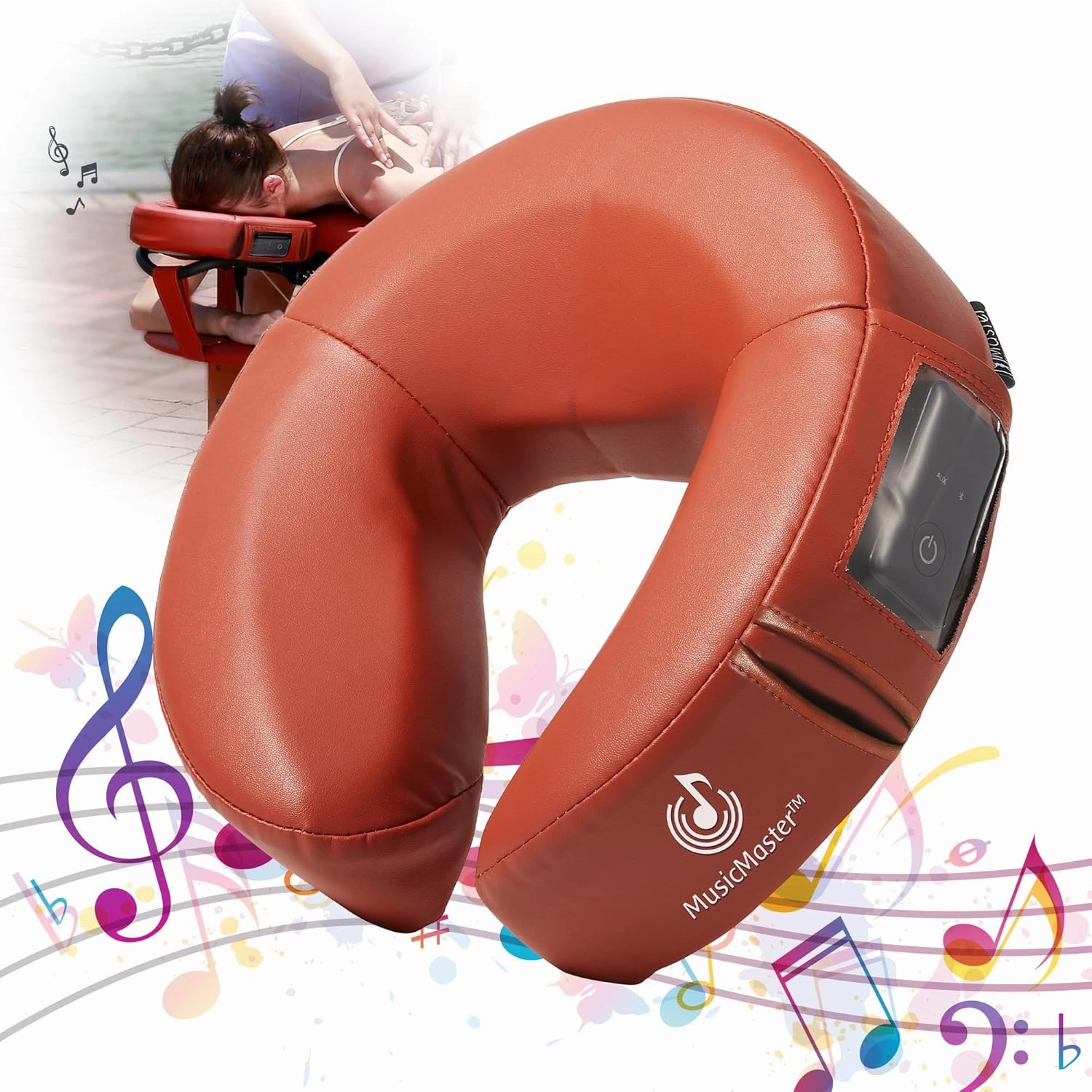 Master MassageMusic Master Crescent Round High Fidelity Sound Face Cradle Cushion- Bluetooth Massage Pillow-Music Headrest Cushion Pad Musical Neck Support