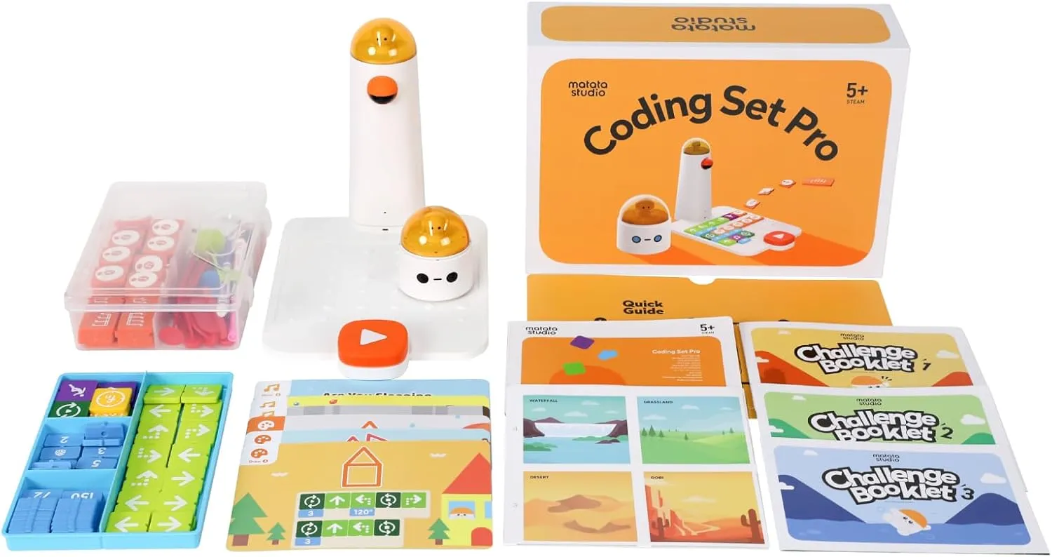 Matatalab Pro Set Coding Robot for Kids Ages 4 , STEM Educational Toy for Kids, Entry-Level Programming DIY Mechanical Building Blocks Robot, Learn to Code with Game