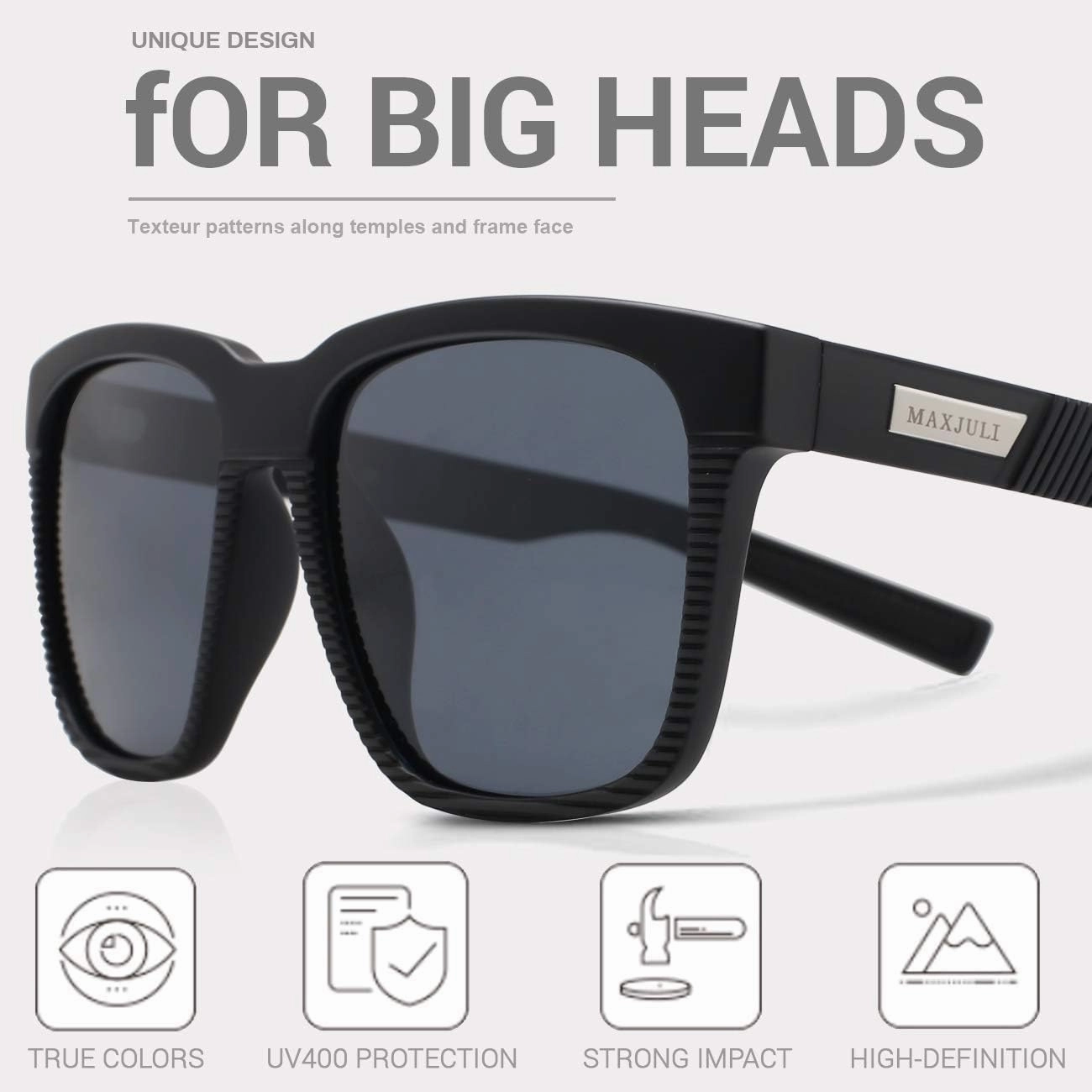 MAXJULI Polarized Sunglasses for Big Heads Men Women 8023