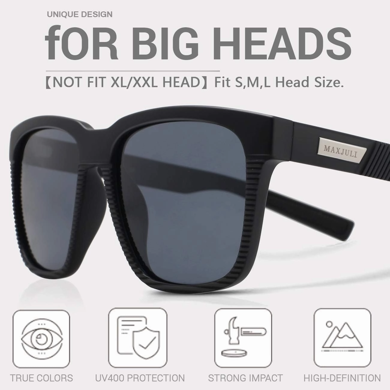 MAXJULI Polarized Sunglasses for Big Heads Men Women 8023