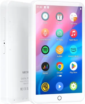 MECHEN MP3 Player with Bluetooth and WiFi，MP3 MP4 Player with Spotify，Audible，Pandora，Amazon Music，4" IPS Touch Screen Android Music Player with Speaker, Up to 512 GB (White)