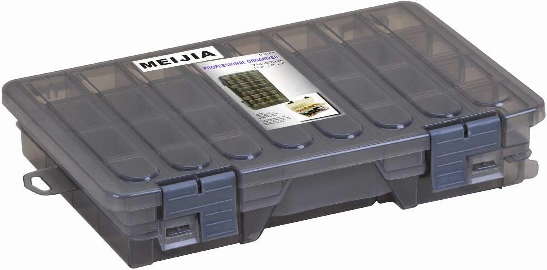 MEIJIA Outdoor Fishing Tackle Boxes, Plastic Box, Plastic Storage Organizer Box with Removable Dividers - Fishing Tackle Storage,Brown