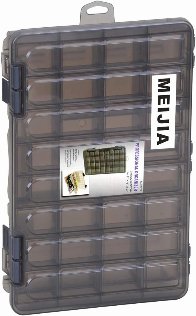 MEIJIA Outdoor Fishing Tackle Boxes, Plastic Box, Plastic Storage Organizer Box with Removable Dividers - Fishing Tackle Storage,Brown