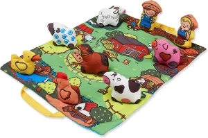 Melissa & Doug Take-Along Farm Baby and Toddler Play Mat (19.25 x 14.5 inches) With 9 Animals - Folds To Be Convenient Storage Bag for Travel