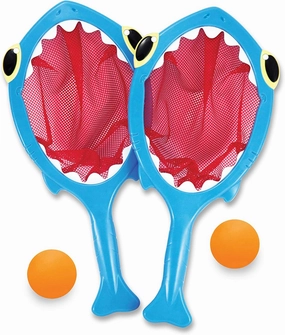 Melissa & Doug Sunny Patch Spark Shark Toss and Catch Net Pool Game With 2 Balls
