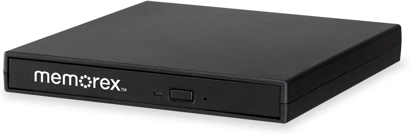 Memorex DVD and CD Writer, Includes 2 USB Cables, Black (MDW218B)