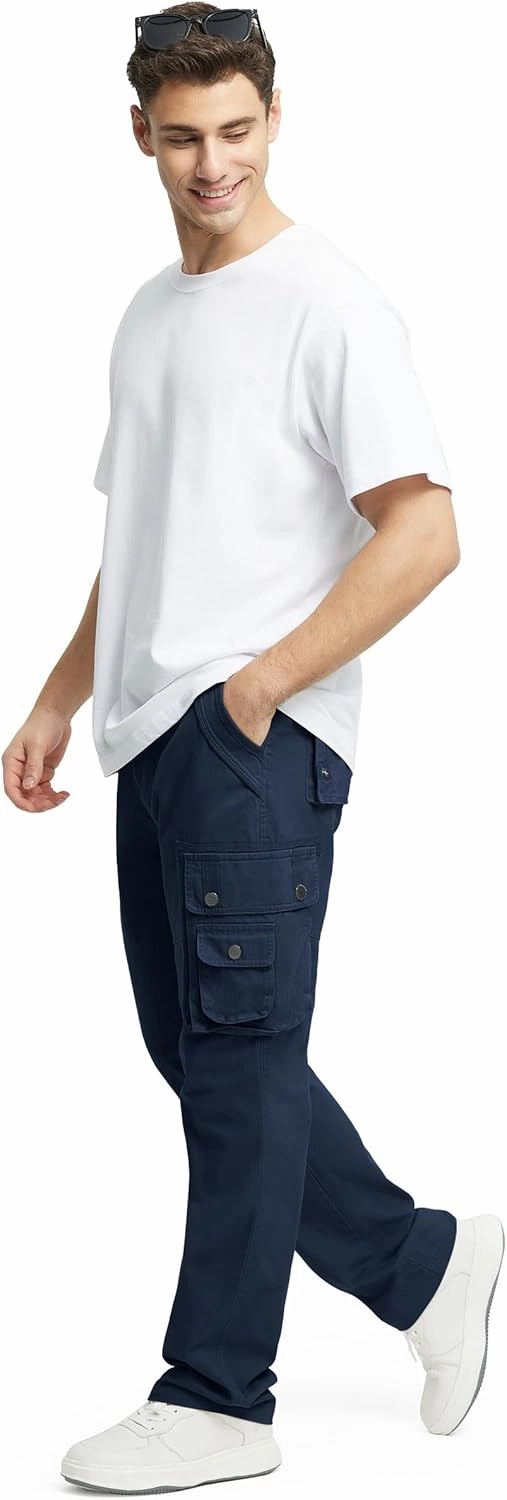 Men's Cargo Pants with 8 Pockets Ripstop Cotton Cargo Pants for Men Hiking Camping Fishing Running