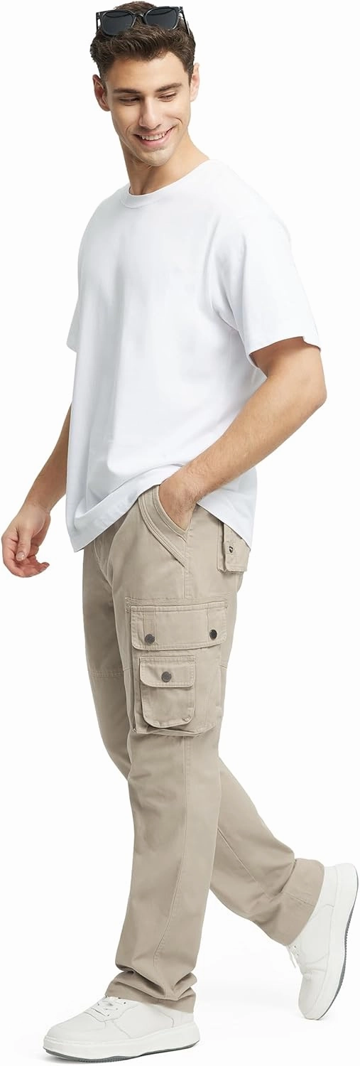Men's Cargo Pants with 8 Pockets Ripstop Cotton Cargo Pants for Men Hiking Camping Fishing Running
