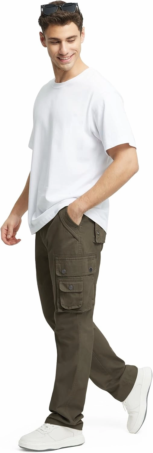 Men's Cargo Pants with 8 Pockets Ripstop Cotton Cargo Pants for Men Hiking Camping Fishing Running