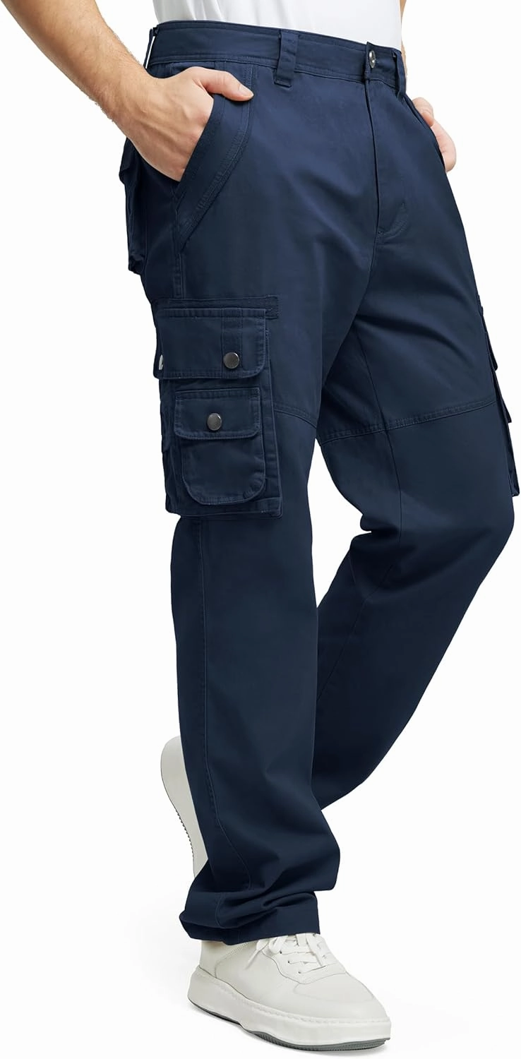 Men's Cargo Pants with 8 Pockets Ripstop Cotton Cargo Pants for Men Hiking Camping Fishing Running