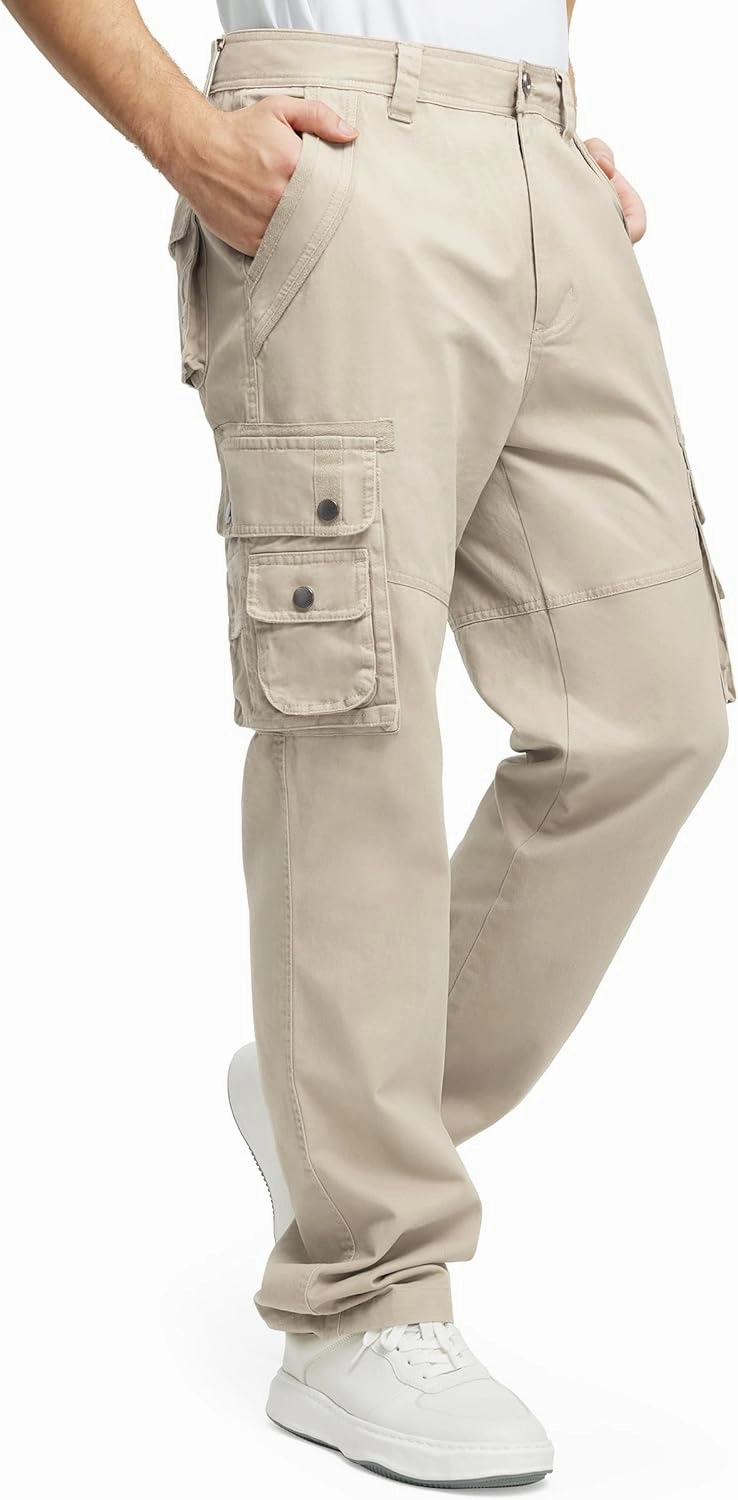 Men's Cargo Pants with 8 Pockets Ripstop Cotton Cargo Pants for Men Hiking Camping Fishing Running