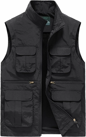 Men's Fall Utility Vest Multi Pockets Sleeveless Jacket Lightweight Outdoor Work Cargo Vest for Fishing Travel Photo