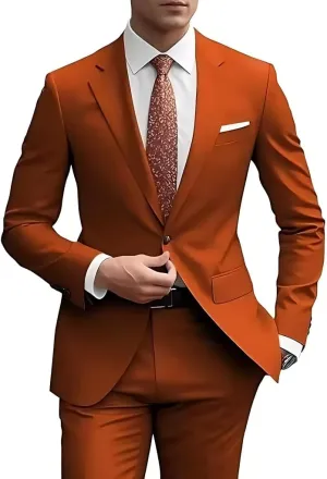 Men's 2 Piece Suits Slim Fit One Button Tuxedo Blazer Jacket Pants Set Wedding Groomsmen Prom Suit Set