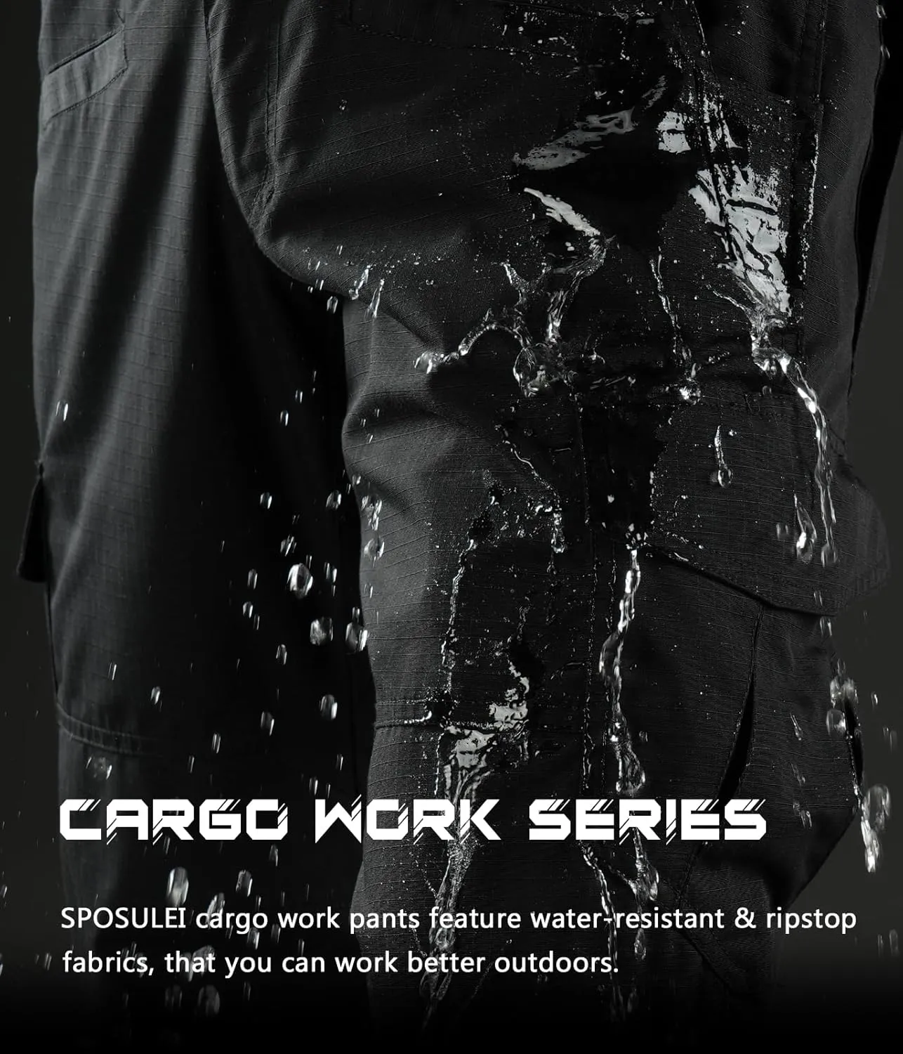 Mens Cargo Work Pants Durable Ripstop Tactical Pants with 7 Pockets Outdoor Water Resistant Hiking Woking Construction Pants