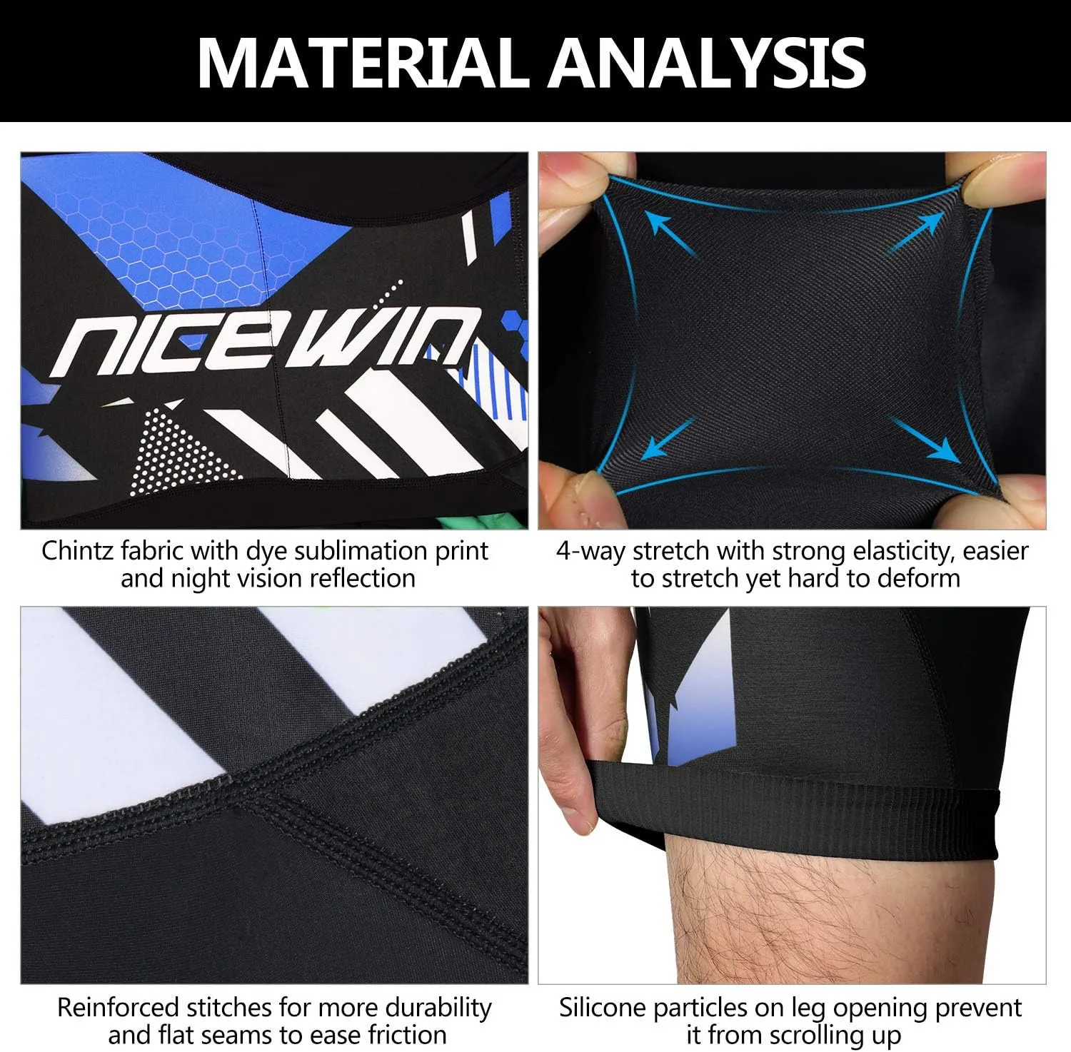 Men's Cycling Shorts Anti-Slip Leg 4D Padded Bike Shorts with 3-Pockets Breathable Biking Bicycle Motorcycle Half-Pants