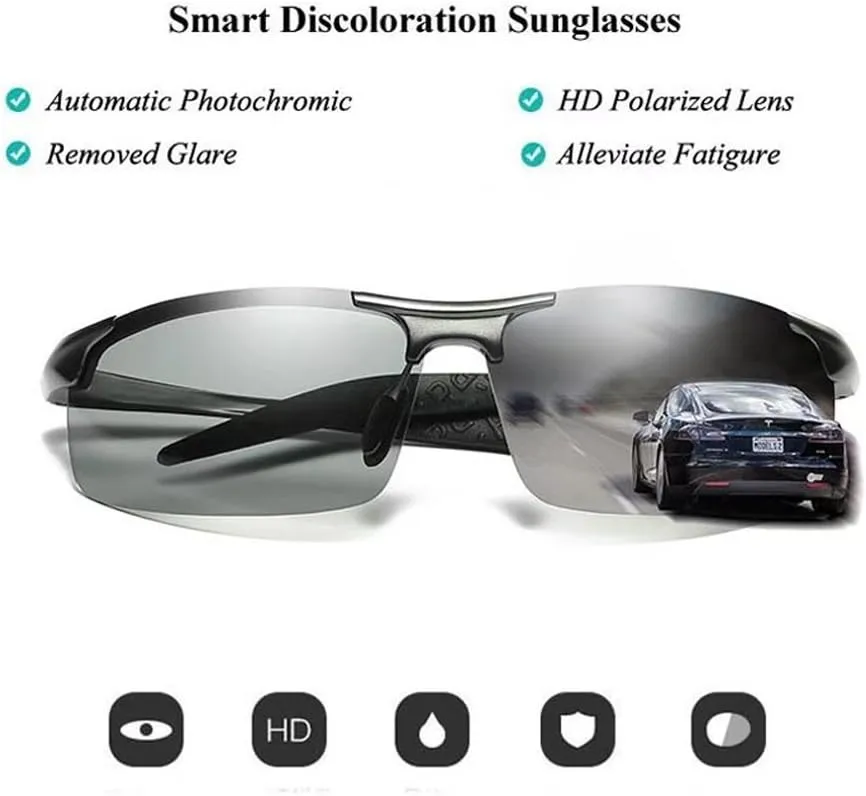 Men's Photochromic Polarized UV400 Sunglasses for Outdoor Fishing Golf Beach Baseball Sports