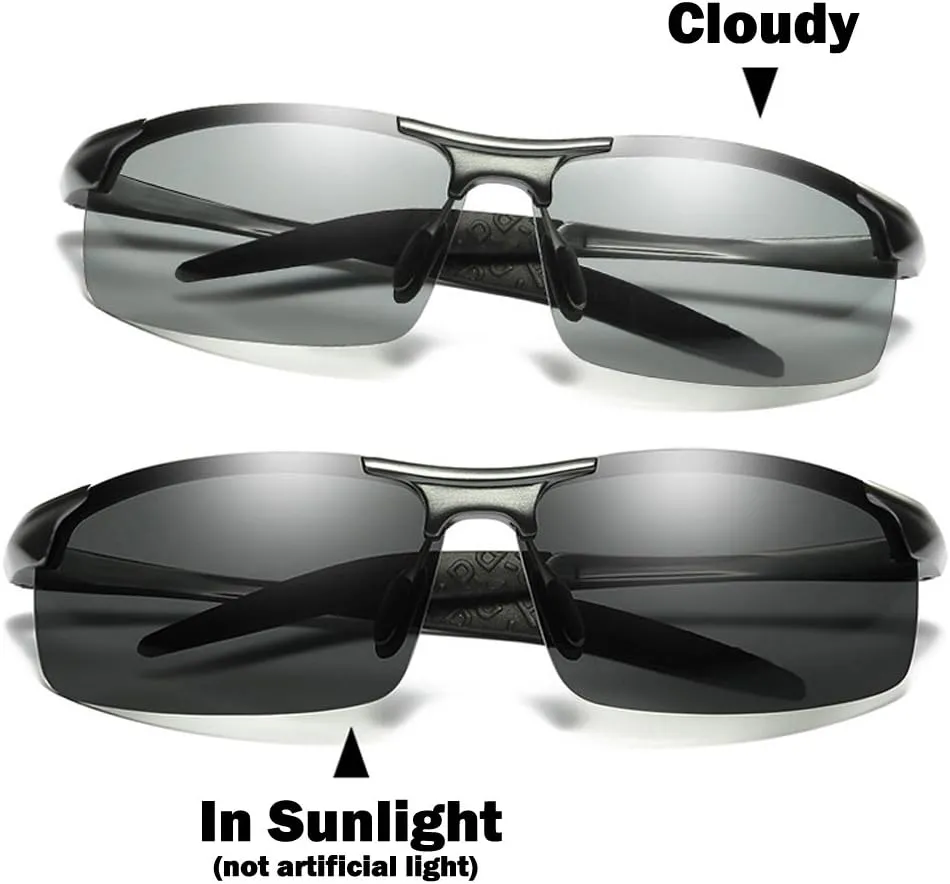 Men's Photochromic Polarized UV400 Sunglasses for Outdoor Fishing Golf Beach Baseball Sports