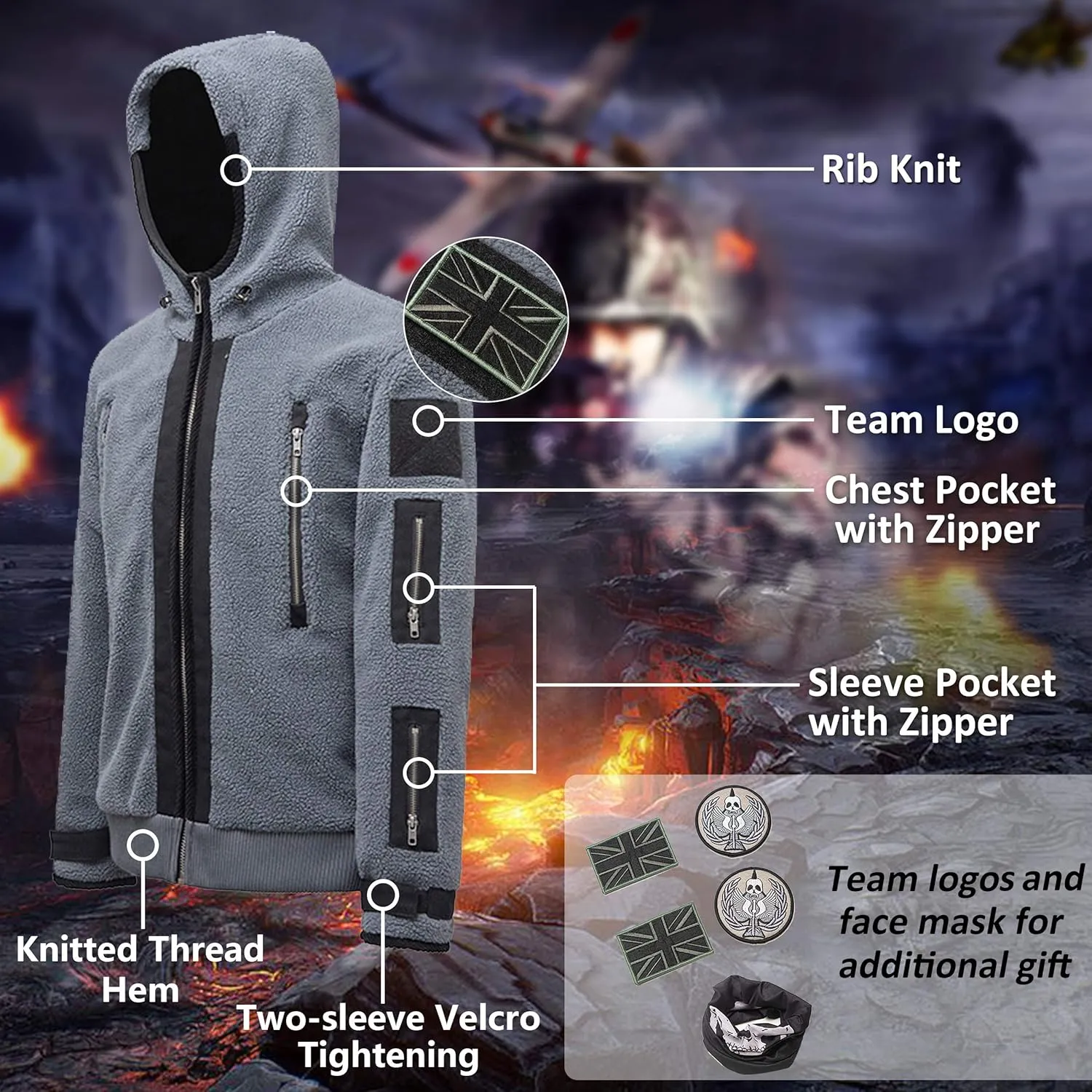 Men's Winter Zip Up Hoodie Fleece Sweatshirt Warm Thick Heavyweight Coats