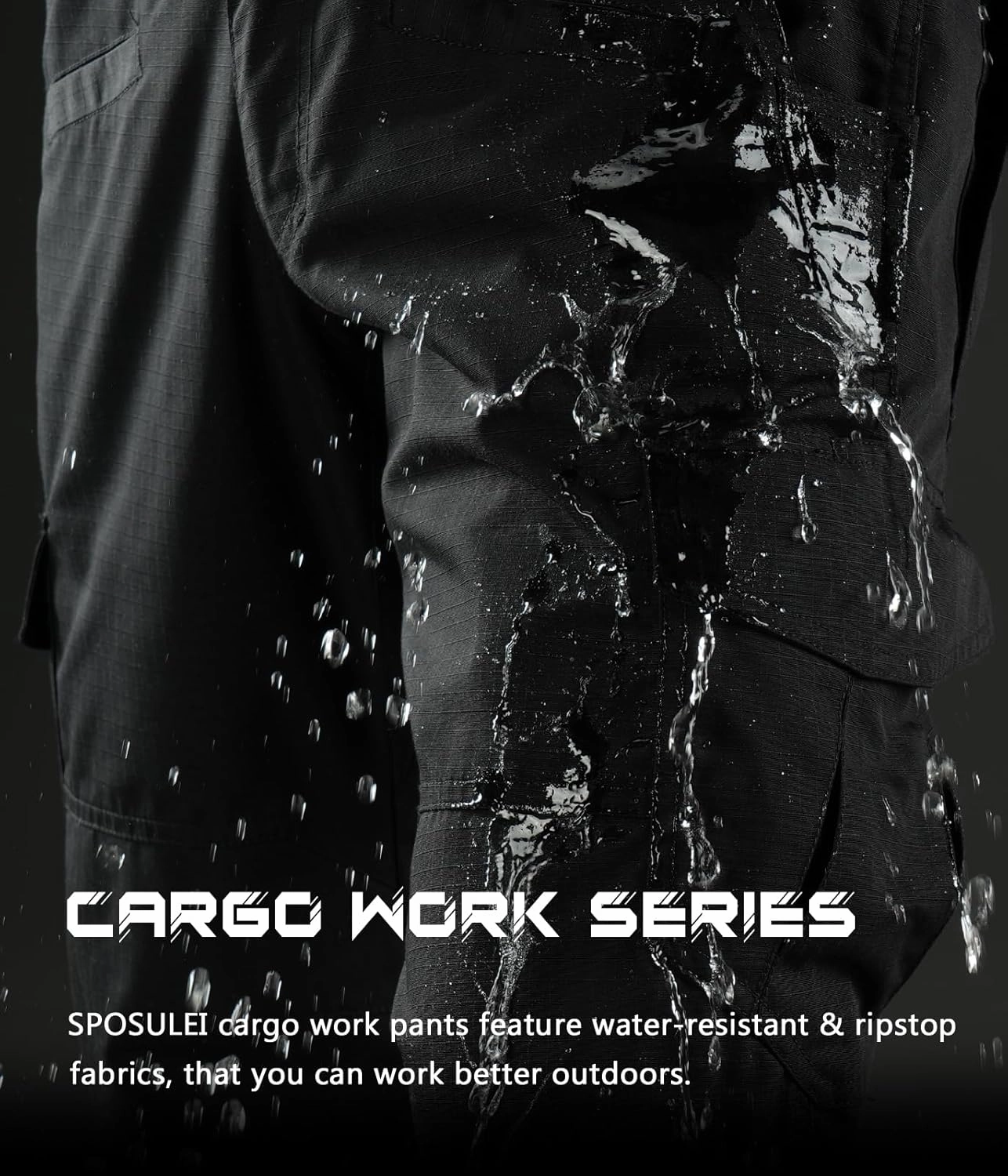 Mens Cargo Work Pants Durable Ripstop Tactical Pants with 7 Pockets Outdoor Water Resistant Hiking Woking Construction Pants