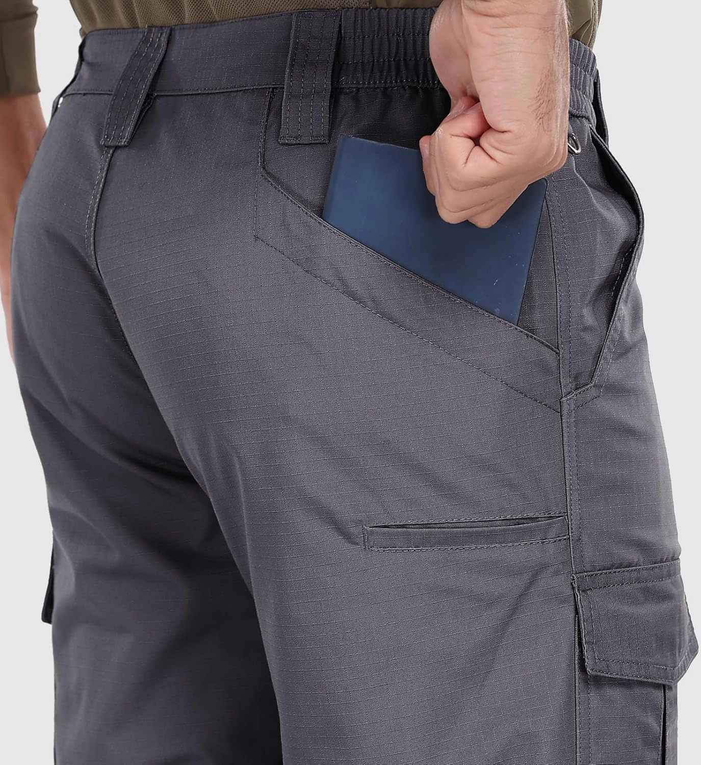 Mens Cargo Work Pants Durable Ripstop Tactical Pants with 7 Pockets Outdoor Water Resistant Hiking Woking Construction Pants