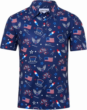 Mens Polo Golf Shirts Funny Graphics Shorts Sleeve Button Shirts
