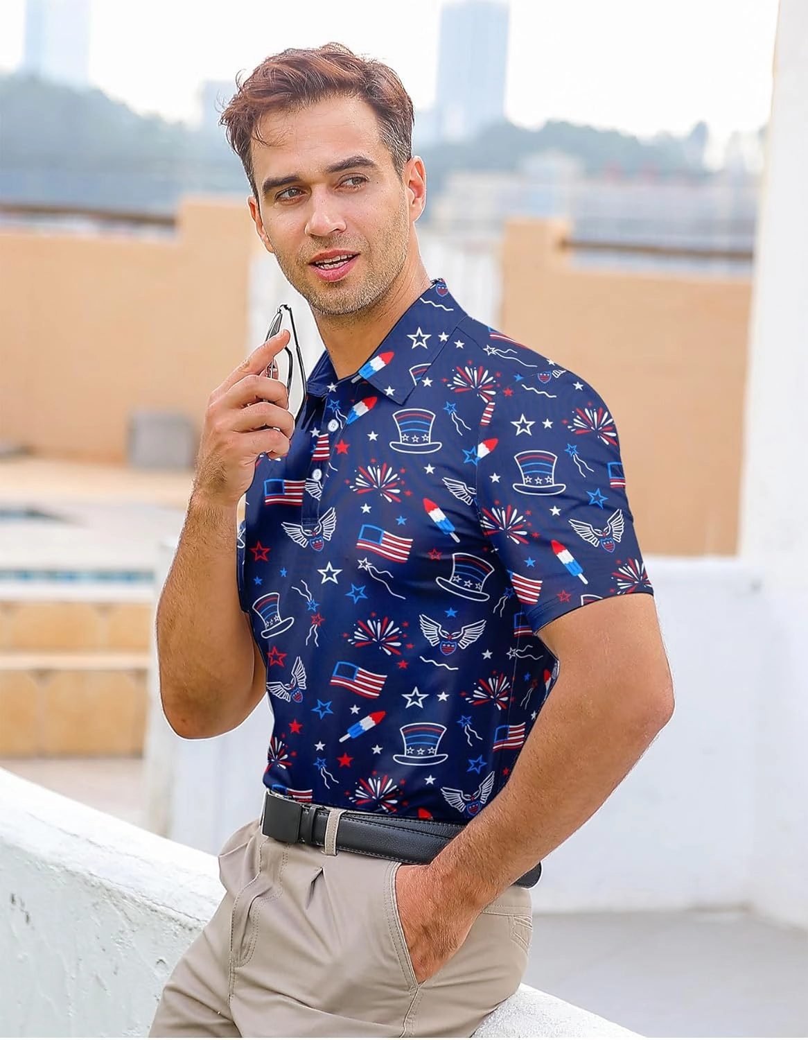 Mens Polo Golf Shirts Funny Graphics Shorts Sleeve Button Shirts
