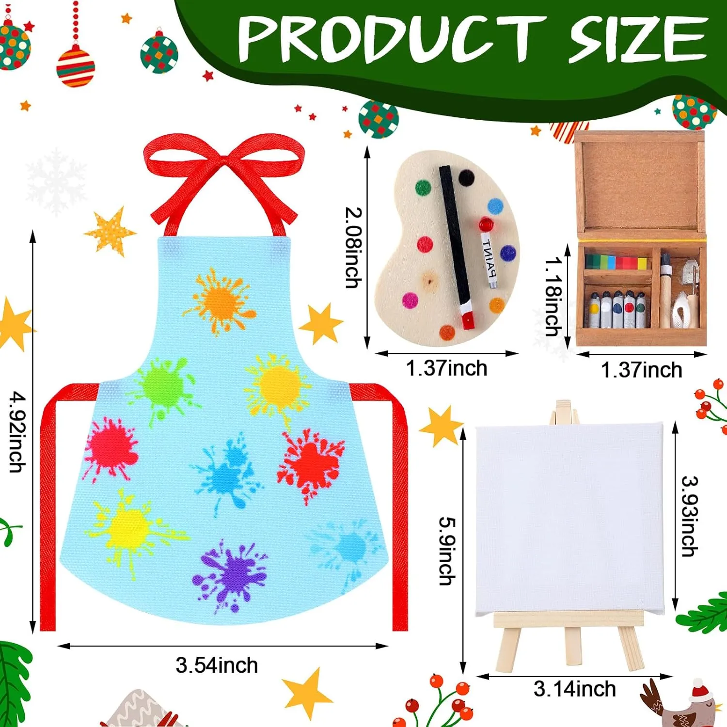 Meooeck 6 Pieces Christmas Accessories Set Including 2 Holiday Clothes Outfit, and 4 Novelty Toy Accessories for Kid(Painting)