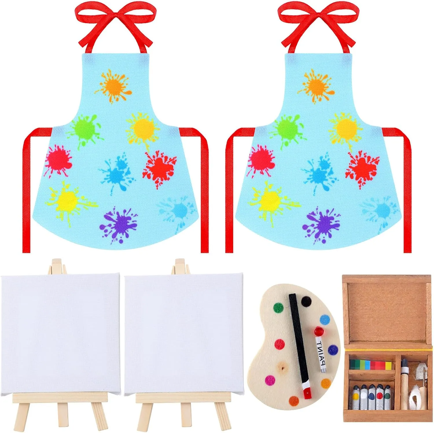 Meooeck 6 Pieces Christmas Accessories Set Including 2 Holiday Clothes Outfit, and 4 Novelty Toy Accessories for Kid(Painting)