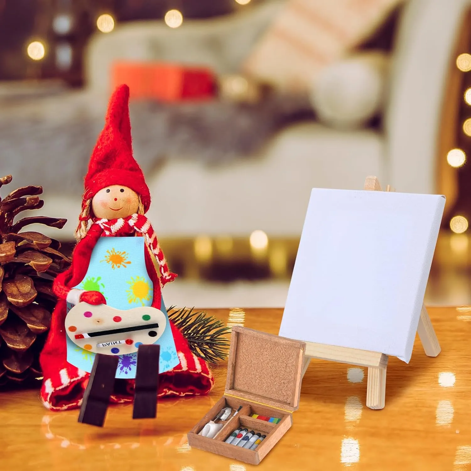 Meooeck 6 Pieces Christmas Accessories Set Including 2 Holiday Clothes Outfit, and 4 Novelty Toy Accessories for Kid(Painting)
