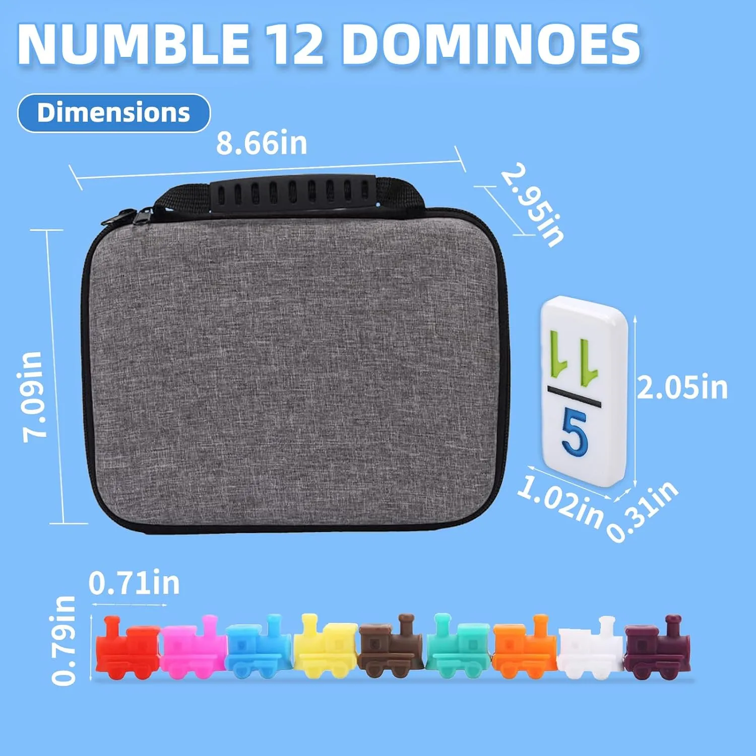 Mexican Train Dominoes Set Numbers, Double 12 Dominoes Set with 91 Colored Tiles and Protable Case, Travel Number Domino Set for Kids, Adults Family Board Team Games