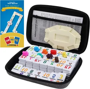 Mexican Train Dominoes Set Numbers, Double 12 Dominoes Set with 91 Colored Tiles and Protable Case, Travel Number Domino Set for Kids, Adults Family Board Team Games