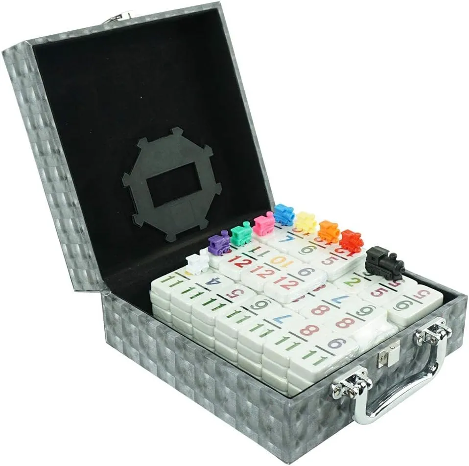 Mexican Train Number Dominoes Set Double 12 Dominoes 91 Tiles Games with Leather Box, Number Dominoes Set for Kids Adults and Family…