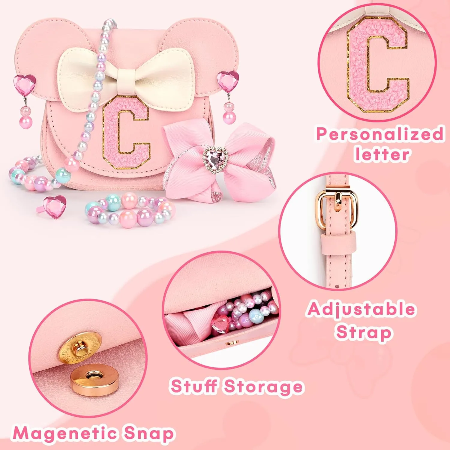 mibasies Toddler Purse Gifts for Girls: 3 Year Old Girl Gifts - Mini Mouse Toys for 2 Year Old Girl Purse Pink Set